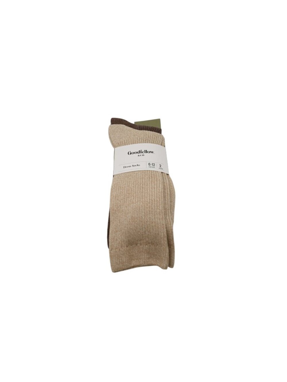NIP Goodfellow & Co Dress Socks 2 Pair Shoe Sz 6-12 Tan Brown Classic Ribbed